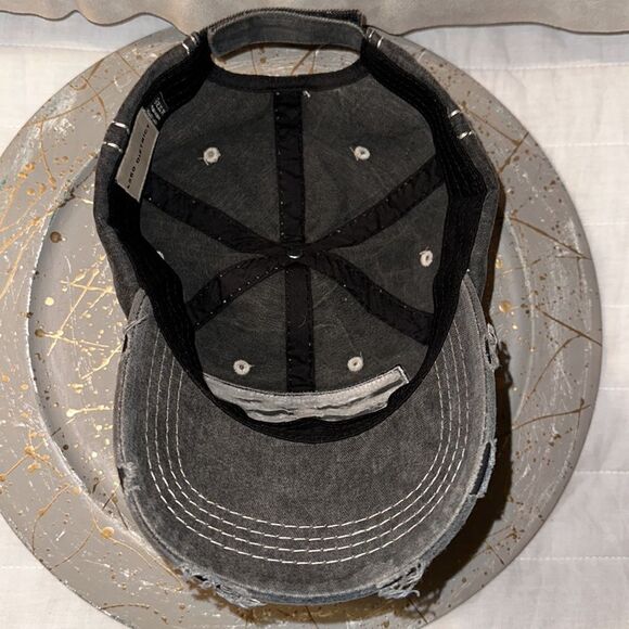 PEACE LOVE FARM LIFE Black Distressed Denim Cotton Cap - Picture 6 of 9